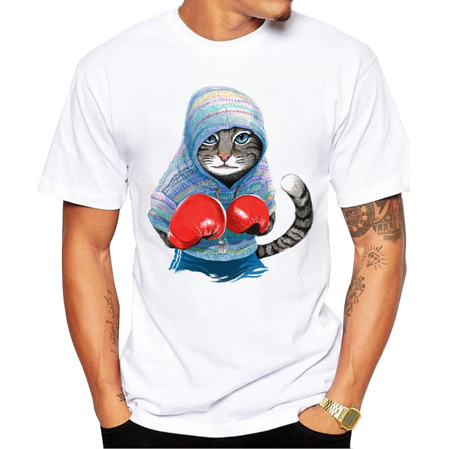 Boxer Cat Design Men T-shirt