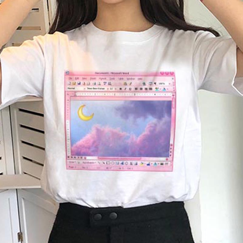 Cute Pink Clouds Design Women T-shirt
