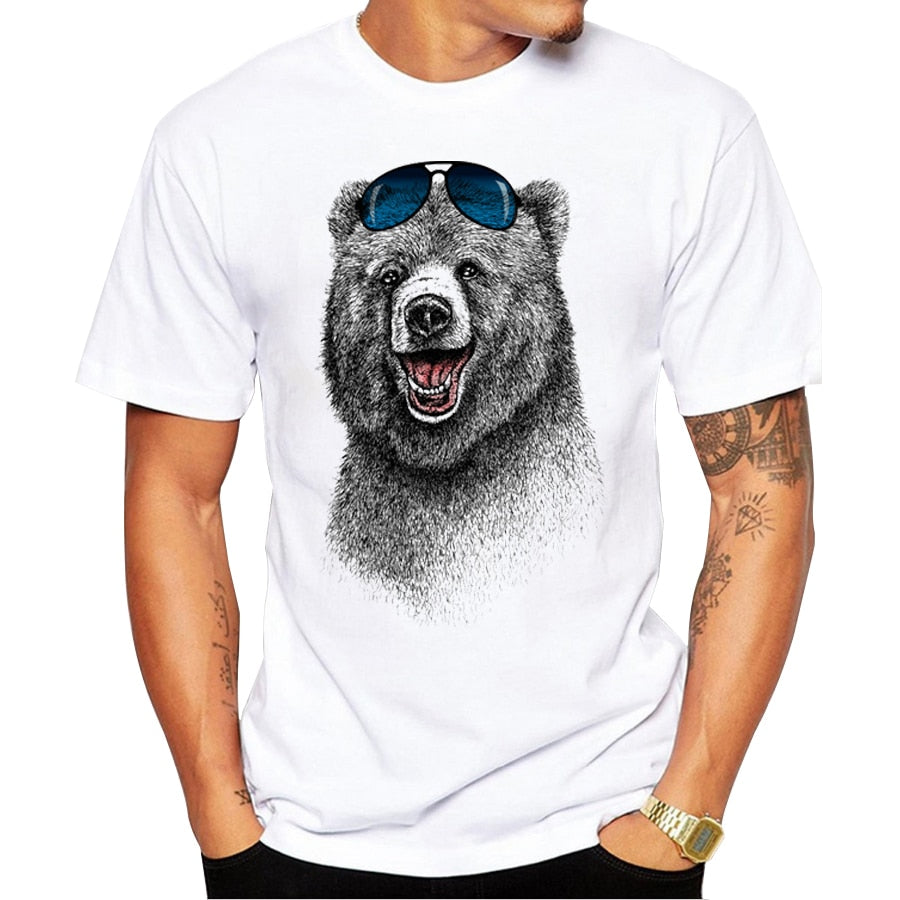 Retro Bear Design Men T-shirt